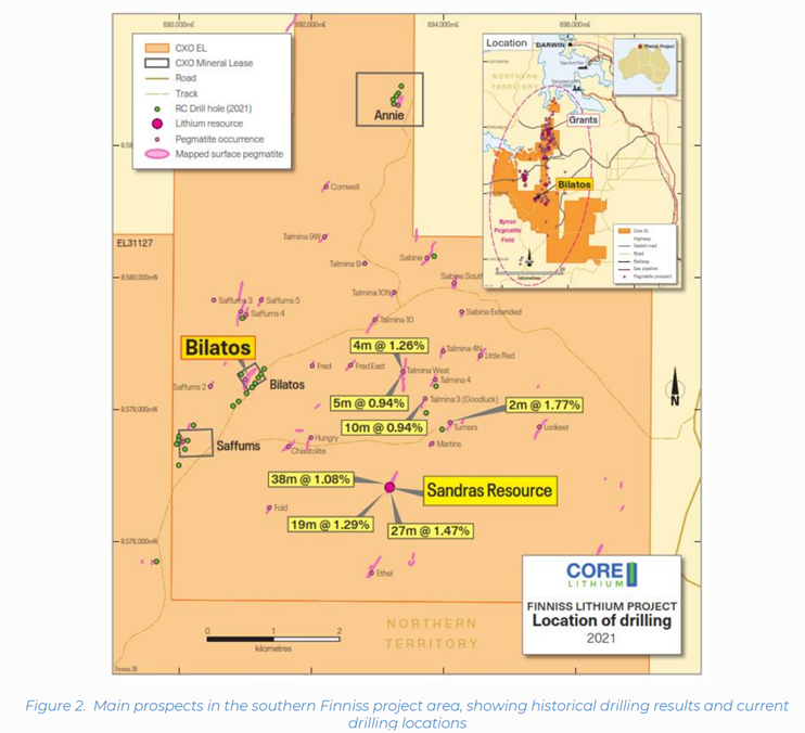 Core lithium drilling map